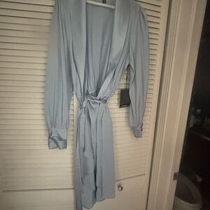 Pale blue Satin wrap dress NWT size 12